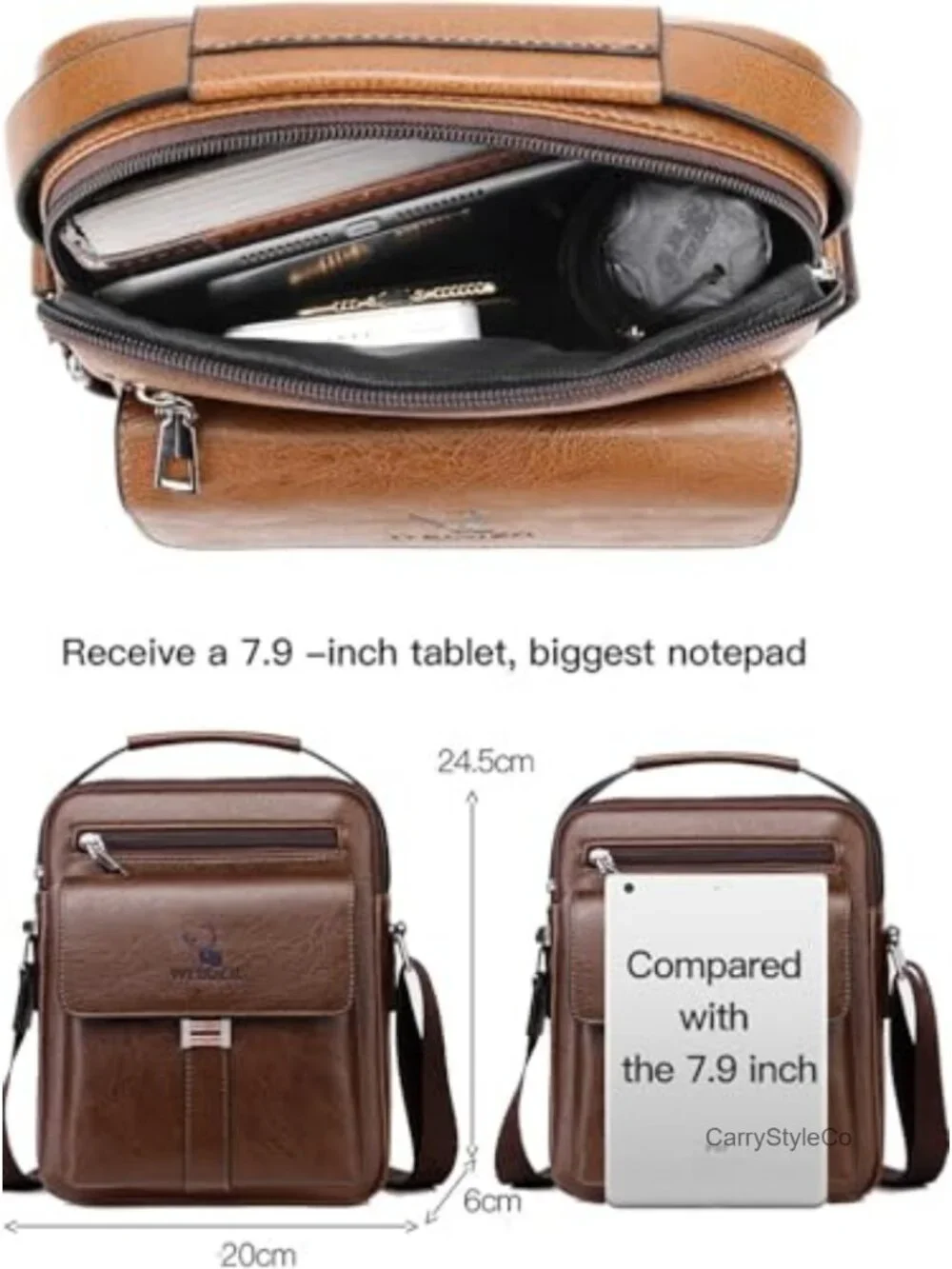 Vintage PU Leather Messenger Bag Crossbody Shoulder Purse for Men